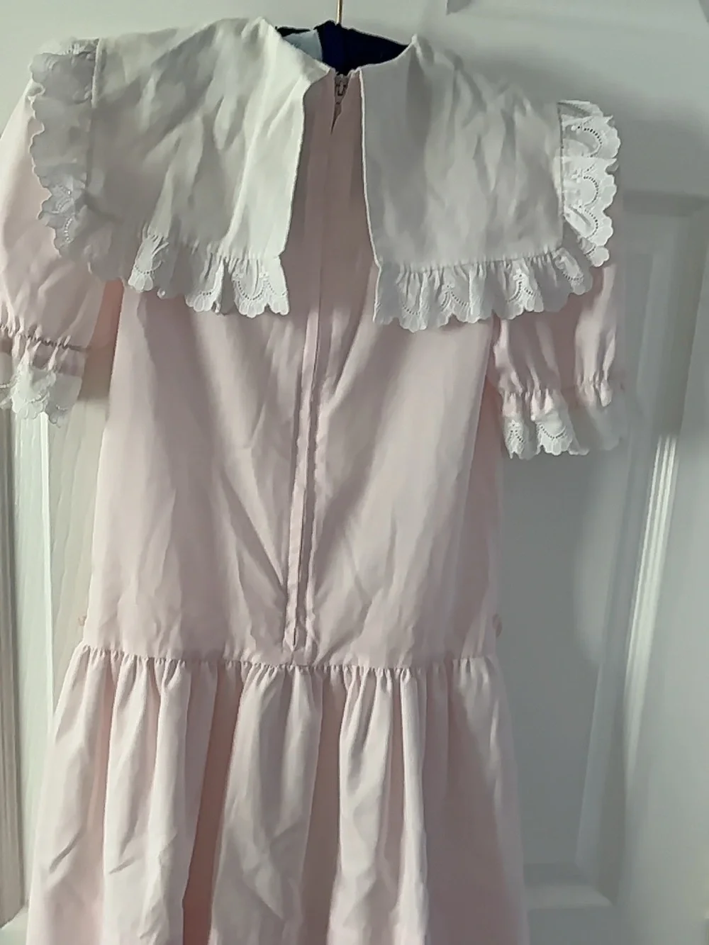 Classic Pink Cotton Dress with Embroidered Bib